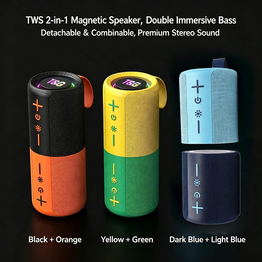 New 2-in-1 wireless Bluetooth speaker TWS magnetic outdoor sound system with heavy bass and long battery life