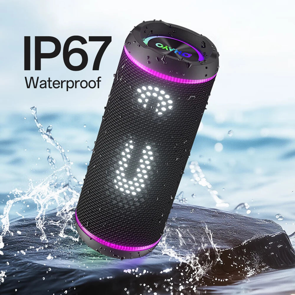 Ohayo X30 Bluetooth Speaker Enhanced Bass Waterproof Portable Speaker with Colorful Lights Show,Outdoor Camping Party equipment