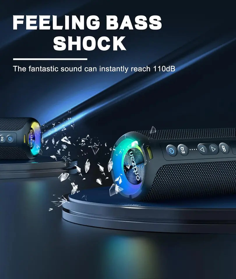 Ortizan X8 Pro Bluetooth Speaker Portable with 40W Stereo Sound,Rich Bass,IPX7 Waterproof, 30H Playtime, Mixed Color Lights,3 EQ