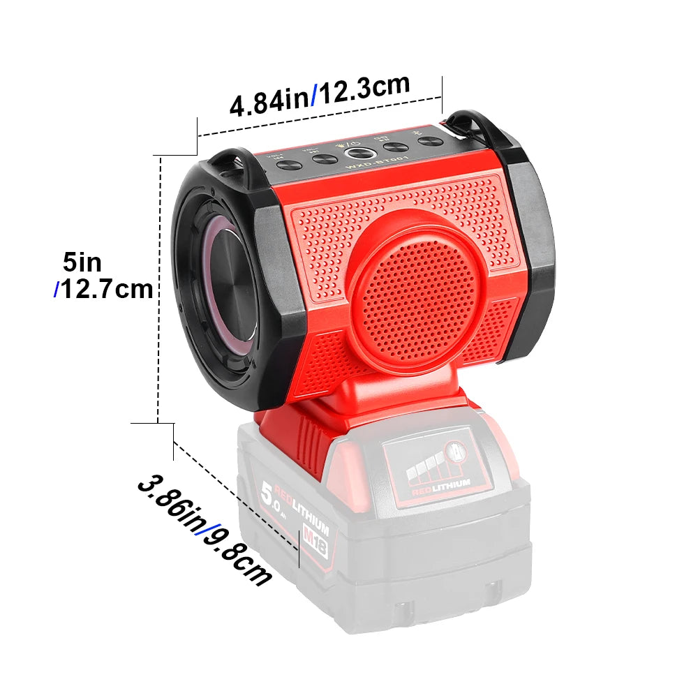 18V Bluetooth Speaker for Milwaukee USB Type-C Port, Loudspeaker Amplifier Player ( Not Included Battery）