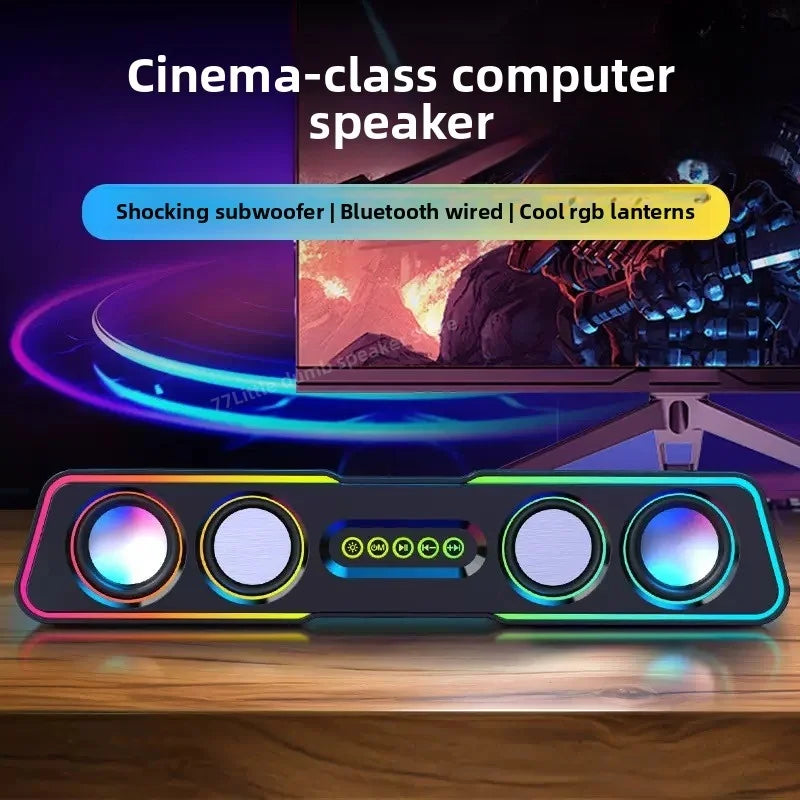 Computer speaker Bluetooth dual-mode dual speaker subwoofer HIFI sound effect high volume 5.0 Bluetooth RGB dazzling lights