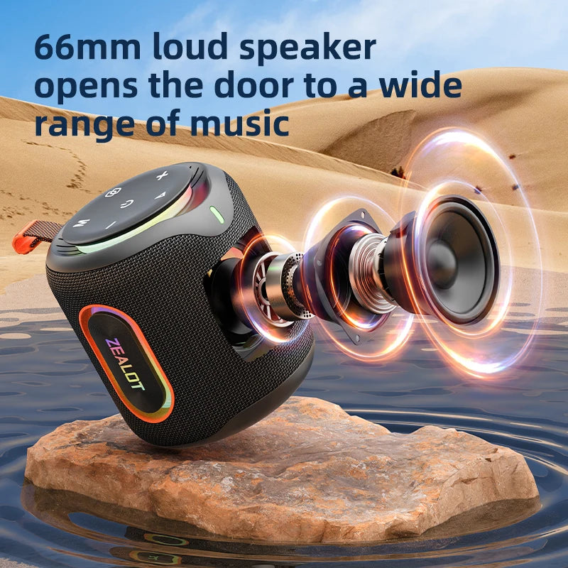 ZEALOT-M1 30W Wireless Speaker RGB Light 30H Playtime Waterproof IPX6 Dual Pairing 6000mAh Battery Portable Wireless Speaker
