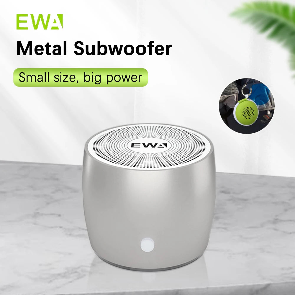 New Hot EWA A103 Mini Bluetooth Speaker Bass IPX5 Waterproof Portable Wireless Speaker Metal Body Box Loud Sound Noise Reduction