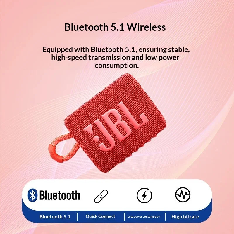 Used JBL GO3 Pocket Bluetooth Speaker, IP67 Waterproof, Portable Deep Bass Mini Speaker For Beach Camping