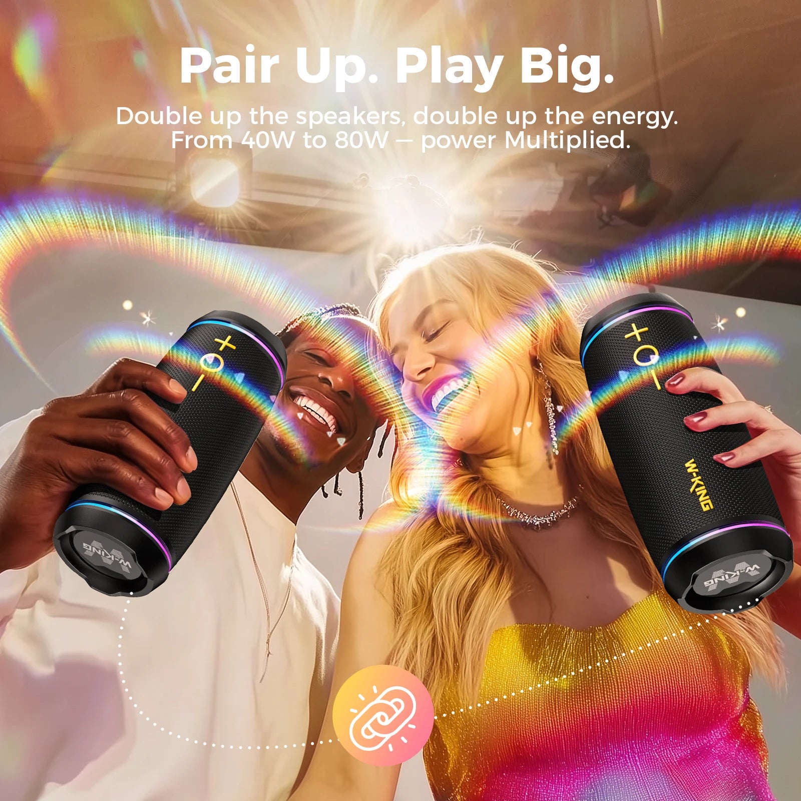 W-King D220 40W Portable Bluetooth 5.4 Speaker Waterproof Outdoor TWS Subwoofer HiFi Stereo Sound Box RGB Light FM Radio TF Card