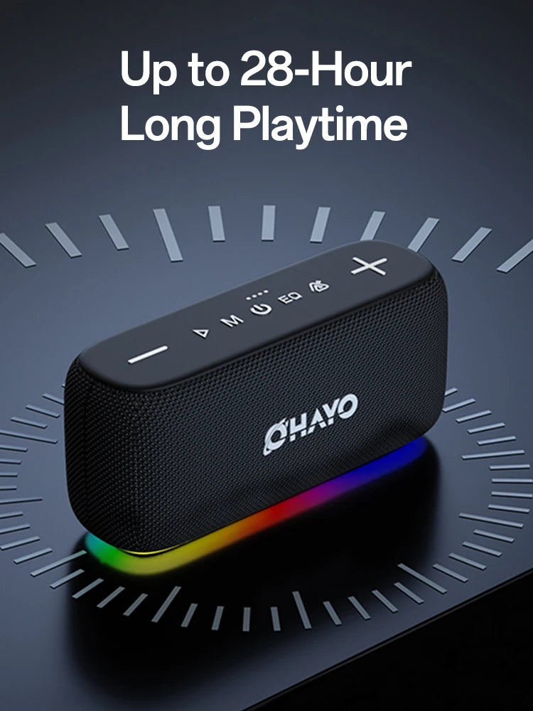 Ohayo S15 Portable Bluetooth Speaker with 60W Powerful Sound and Intense Bass, IPX6 Waterproof Wireless LED Computer Speaker