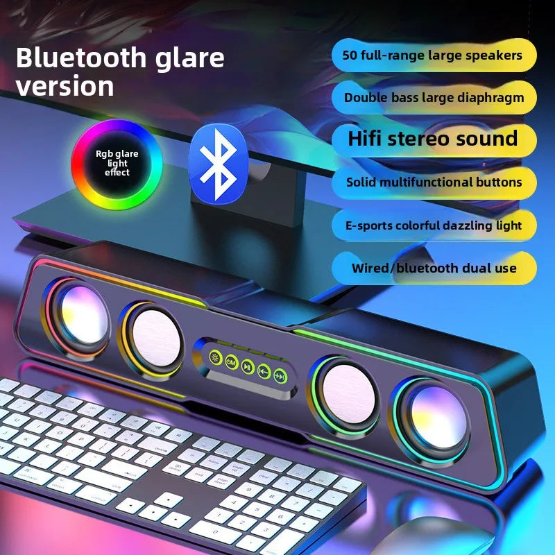 Computer speaker Bluetooth dual-mode dual speaker subwoofer HIFI sound effect high volume 5.0 Bluetooth RGB dazzling lights