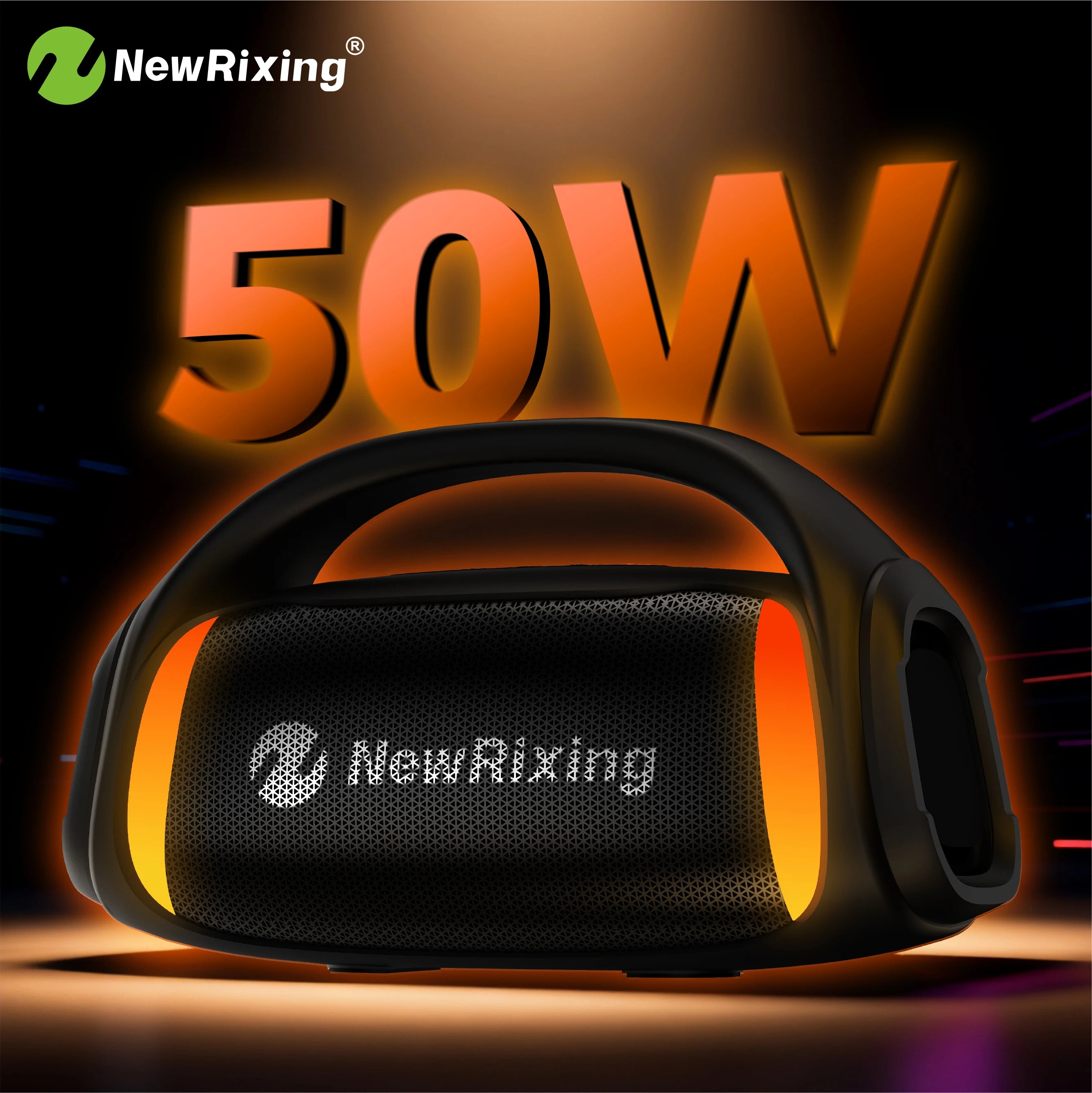 50W Portable Wireless Speaker with Subwoofer,Built-in Mic,TWS,Hands-Free Calling,6.5mm Microphone Interface,RGB lights