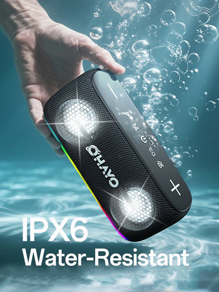 Ohayo S15 Portable Bluetooth Speaker with 60W Powerful Sound and Intense Bass, IPX6 Waterproof Wireless LED Computer Speaker