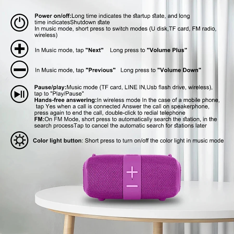 Subwoofer Wireless Bluetooth Speaker Portable Radio FM Computer Powerful Woofers Sound Box Music PC Bass Lamp Caixa De Som Audio