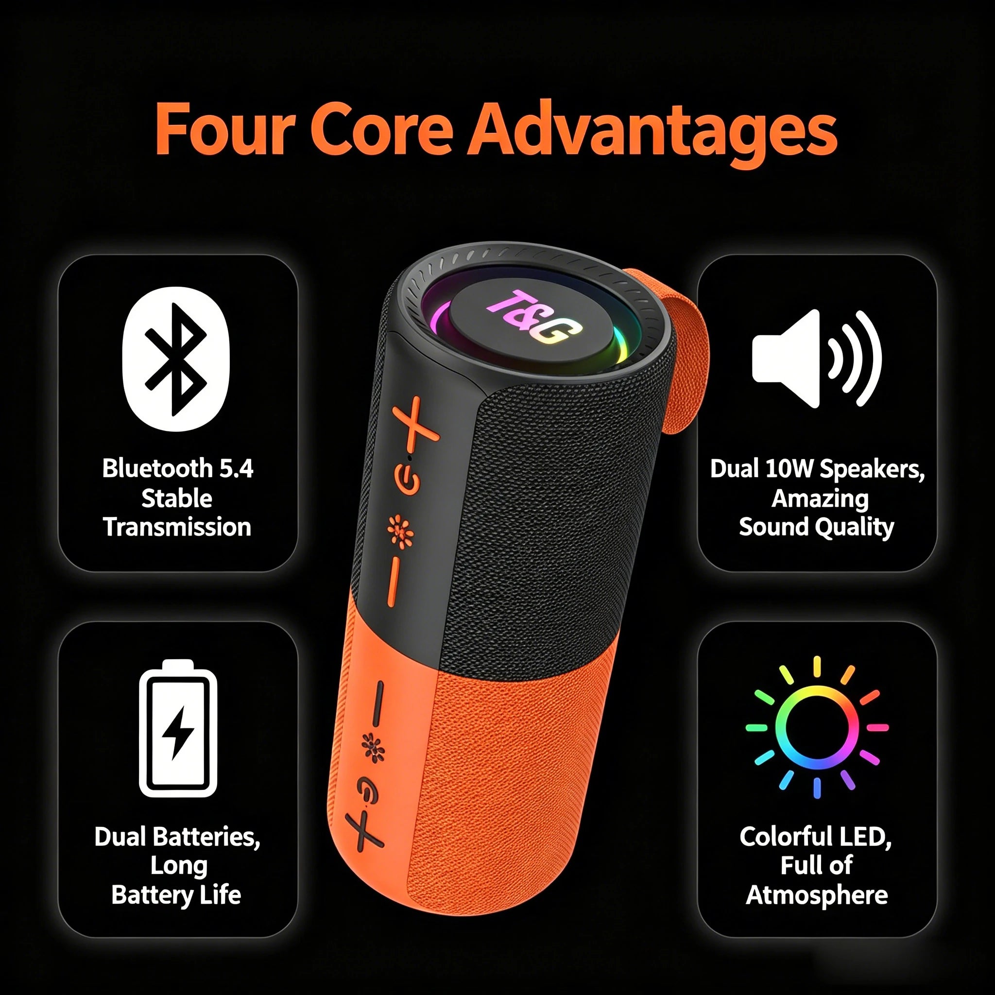 New 2-in-1 wireless Bluetooth speaker TWS magnetic outdoor sound system with heavy bass and long battery life
