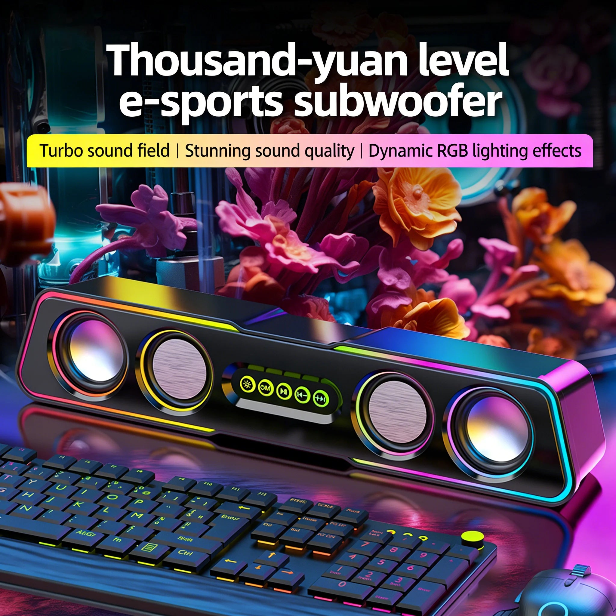 Computer speaker Bluetooth dual-mode dual speaker subwoofer HIFI sound effect high volume 5.0 Bluetooth RGB dazzling lights