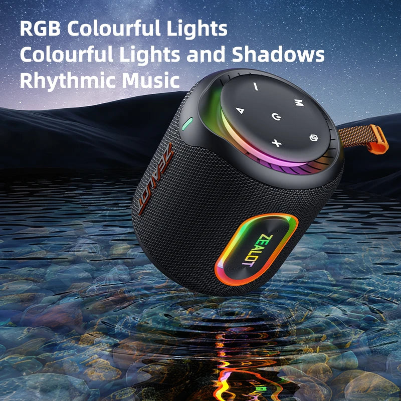 ZEALOT-M1 30W Wireless Speaker RGB Light 30H Playtime Waterproof IPX6 Dual Pairing 6000mAh Battery Portable Wireless Speaker
