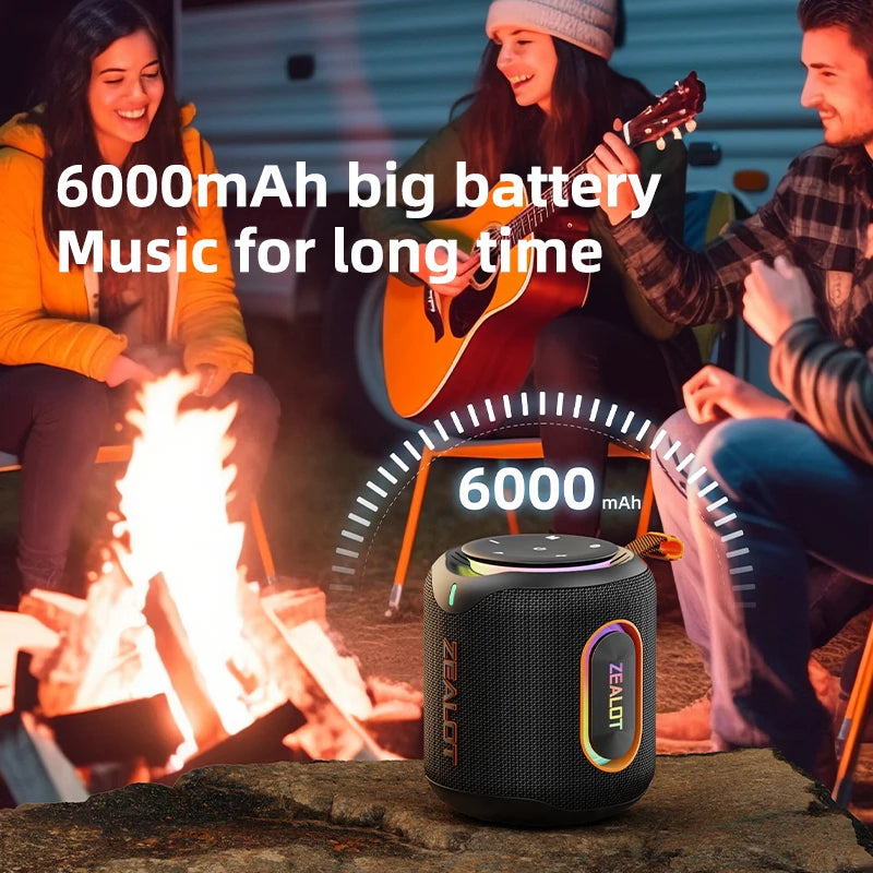 ZEALOT-M1 30W Wireless Speaker RGB Light 30H Playtime Waterproof IPX6 Dual Pairing 6000mAh Battery Portable Wireless Speaker