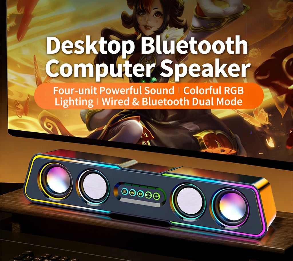 Computer speaker Bluetooth dual-mode dual speaker subwoofer HIFI sound effect high volume 5.0 Bluetooth RGB dazzling lights