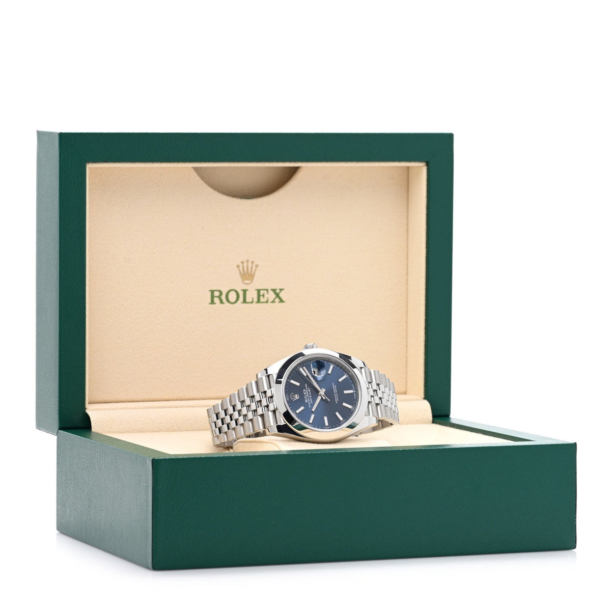 Stainless Steel 41mm Oyster Perpetual Datejust Watch Bright Blue 126300