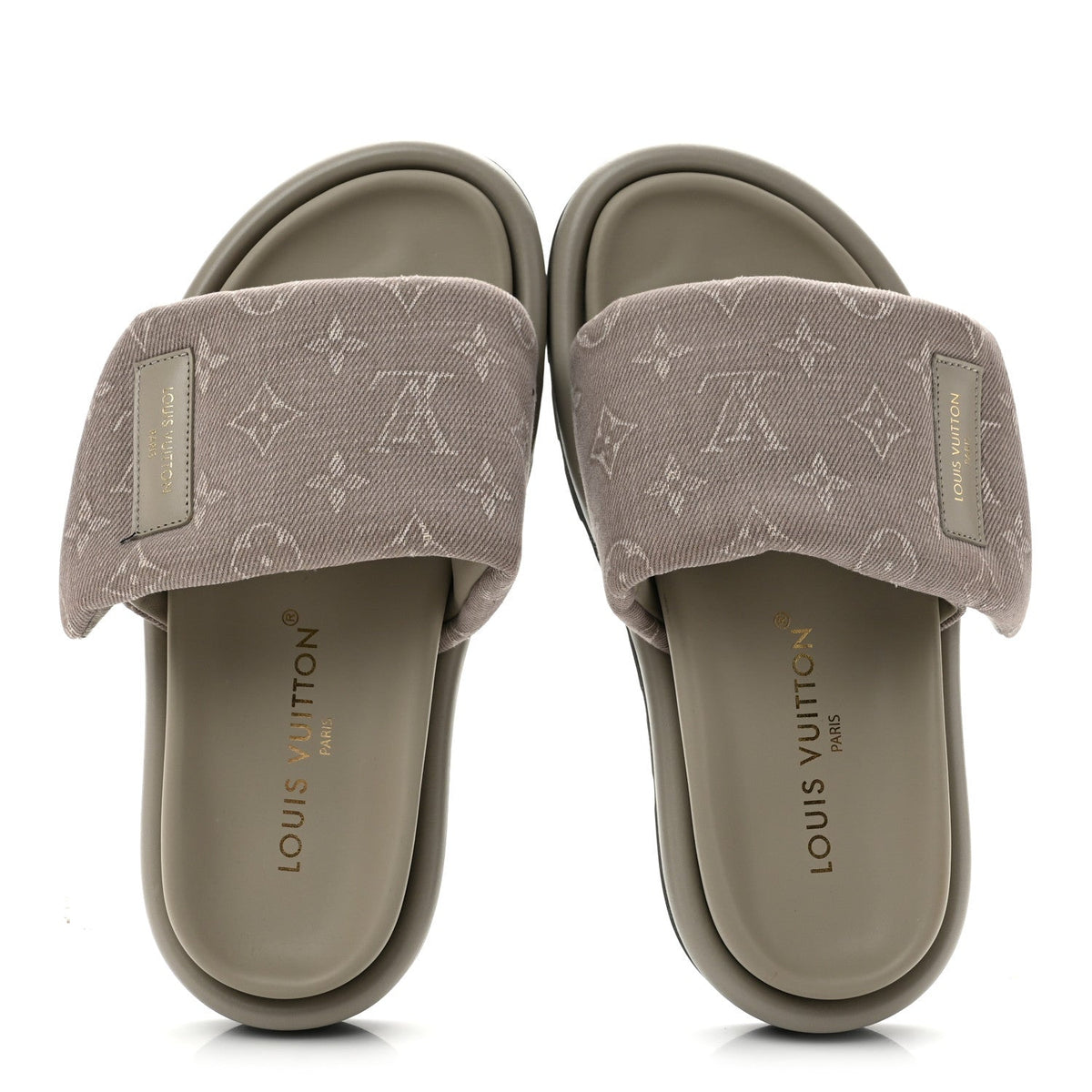 Monogram Denim LV Pool Pillow Flat Comfort Mule 37 Grey