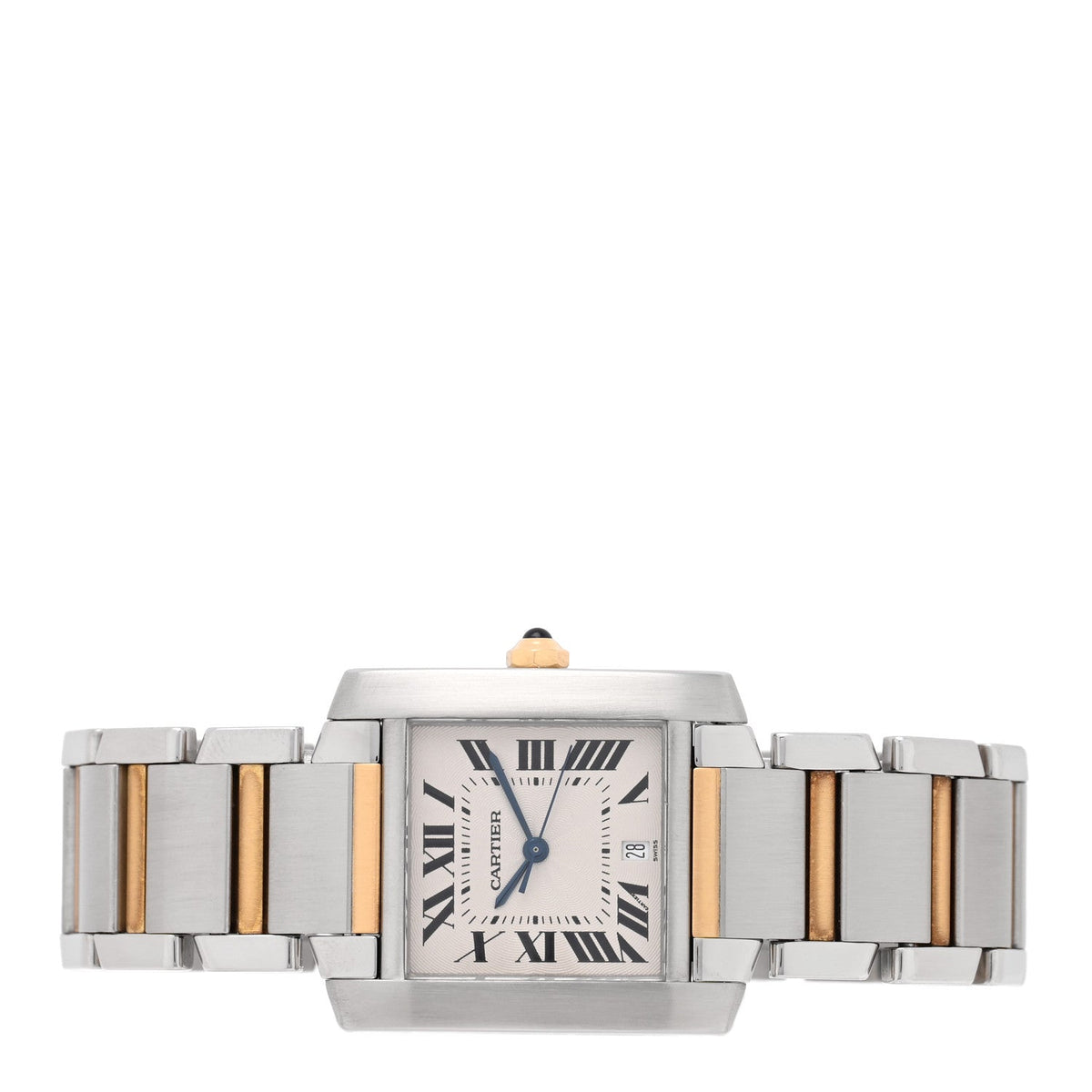 Stainless Steel 18K Yellow Gold 28mm Tank Francaise Automatic Watch