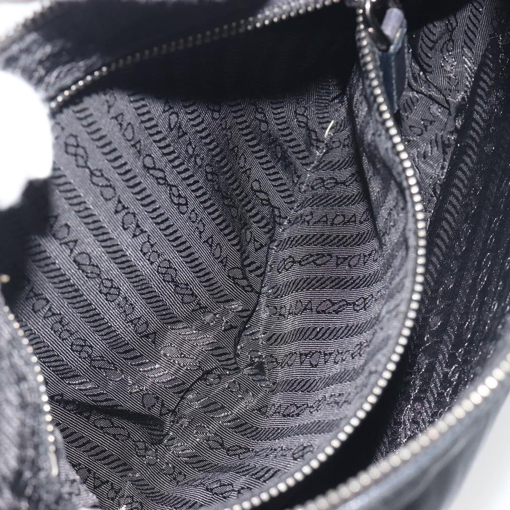 PRADA Shoulder Bag Nylon Leather Black Silver Auth am12415V