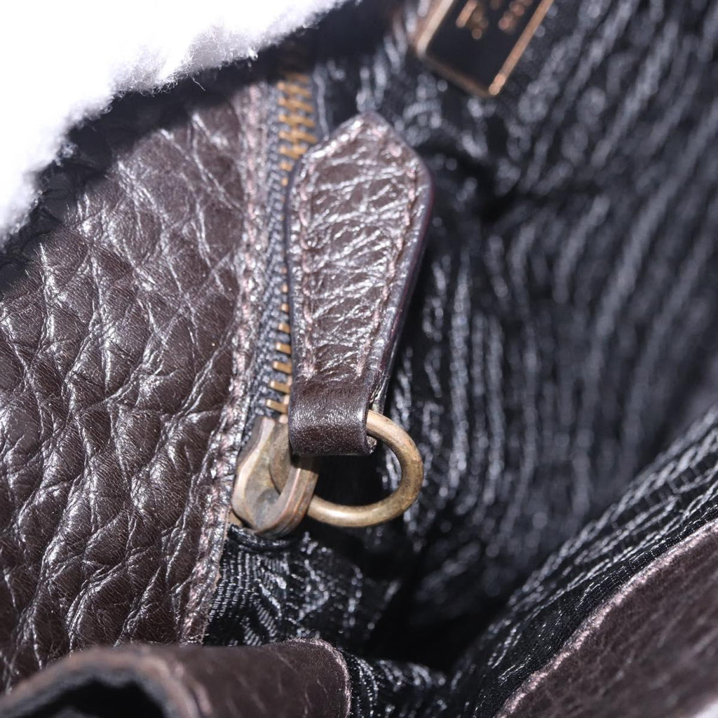 PRADA Tote Bag Nylon Leather Black Gold Tone Auth am12459V