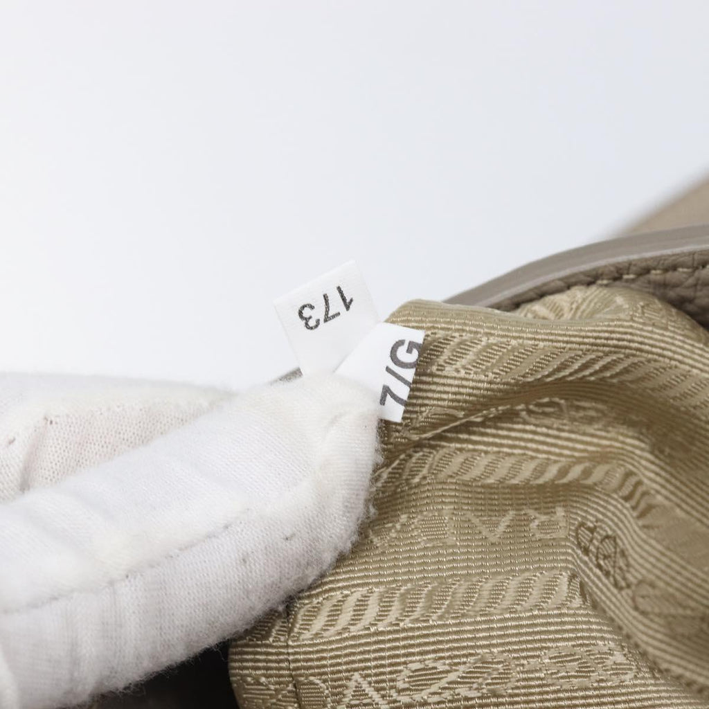 PRADA Tote Bag Taurillon Clemence Leather Gray Gold Auth am12588V
