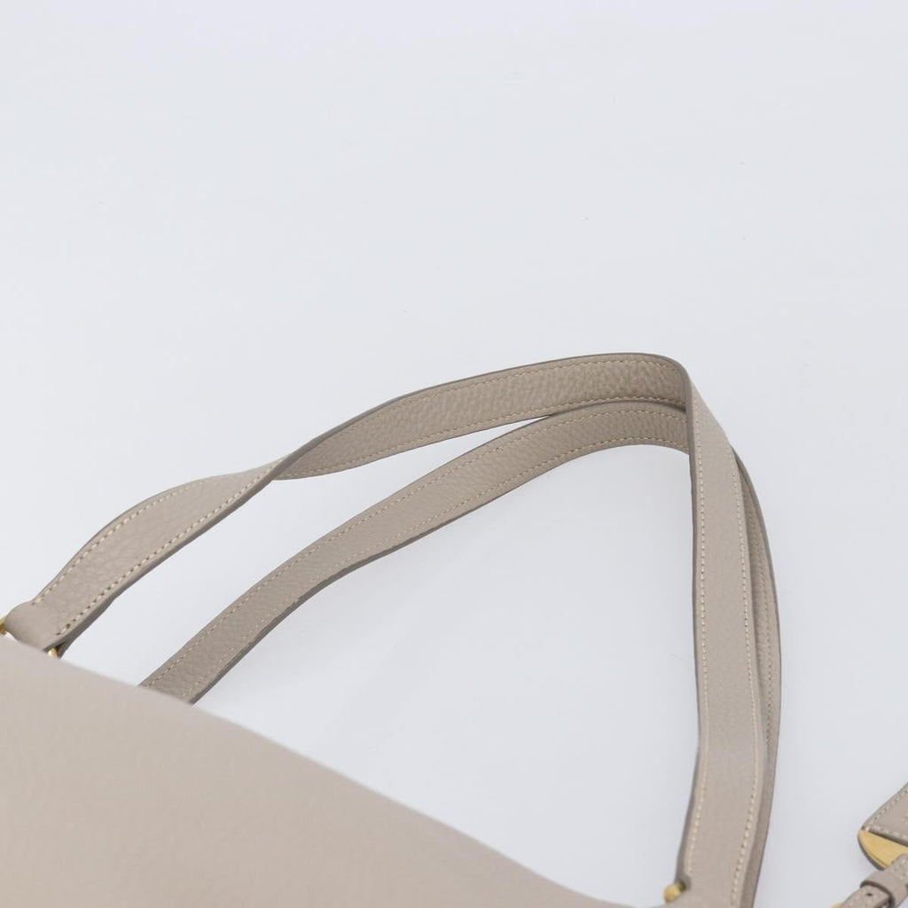 PRADA Tote Bag Taurillon Clemence Leather Gray Gold Auth am12588V