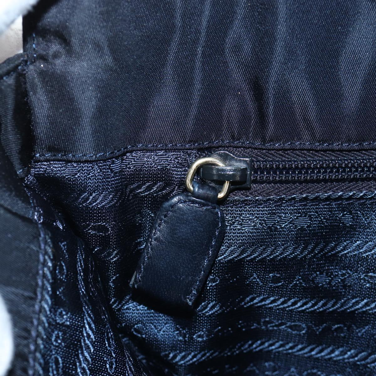 PRADA Chain Tote Bag Nylon Navy Gold Auth am12703V