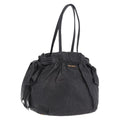 PRADA Side Ribbon Tote Bag Leather Black Gold Auth am12722V