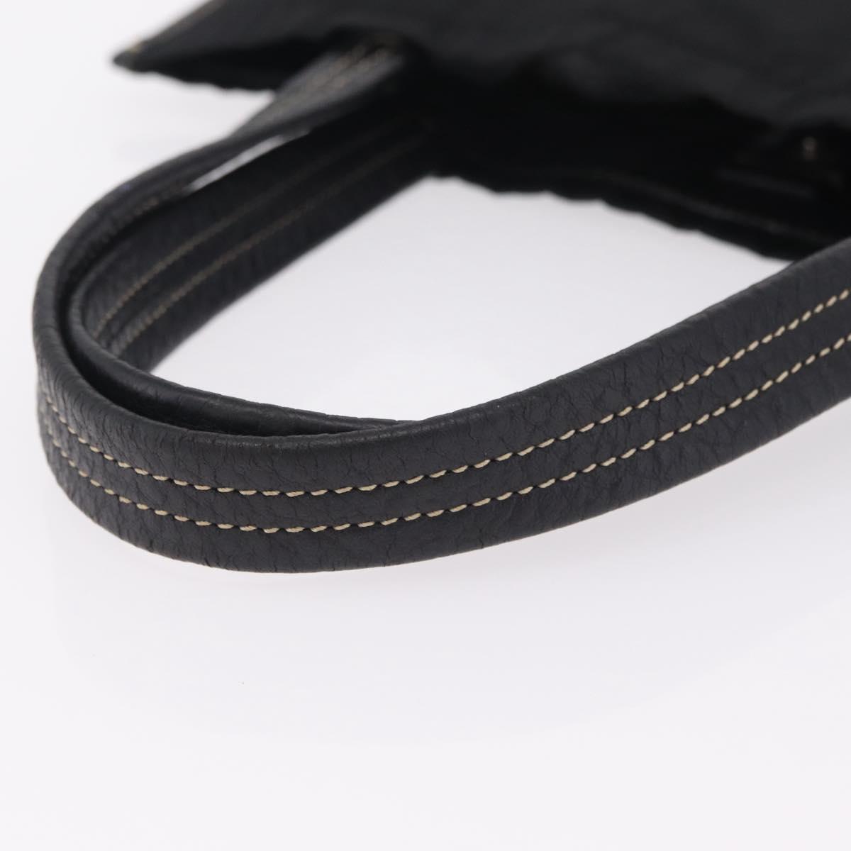 PRADA Tote Bag Nylon Leather Black Silver Auth am12735A
