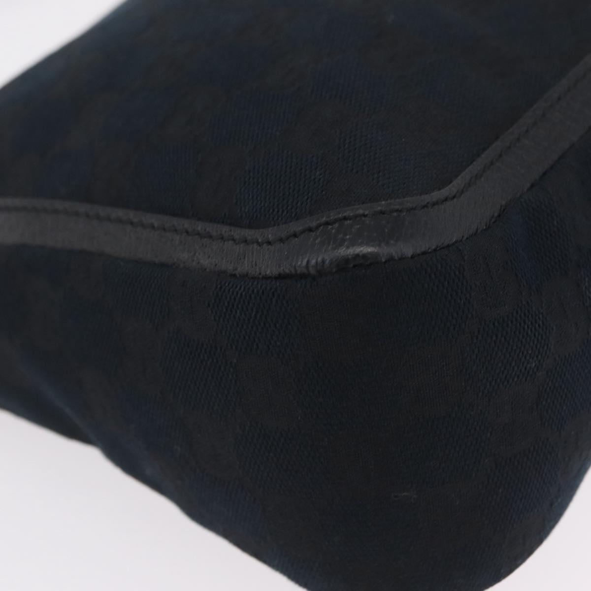 GUCCI GG Canvas Hand Bag Black Gold Tone 146244 Auth am12807V