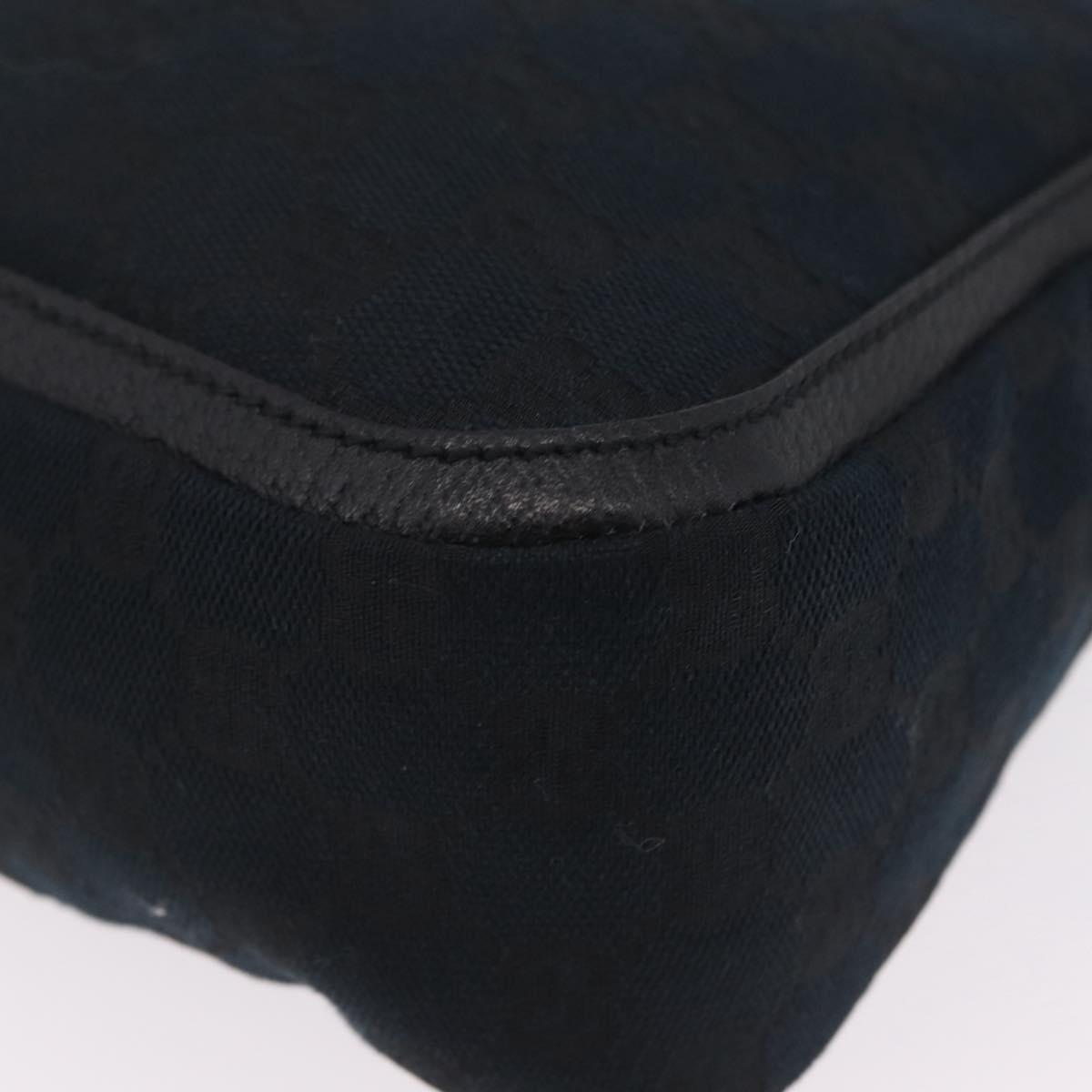 GUCCI GG Canvas Hand Bag Black Gold Tone 146244 Auth am12807V
