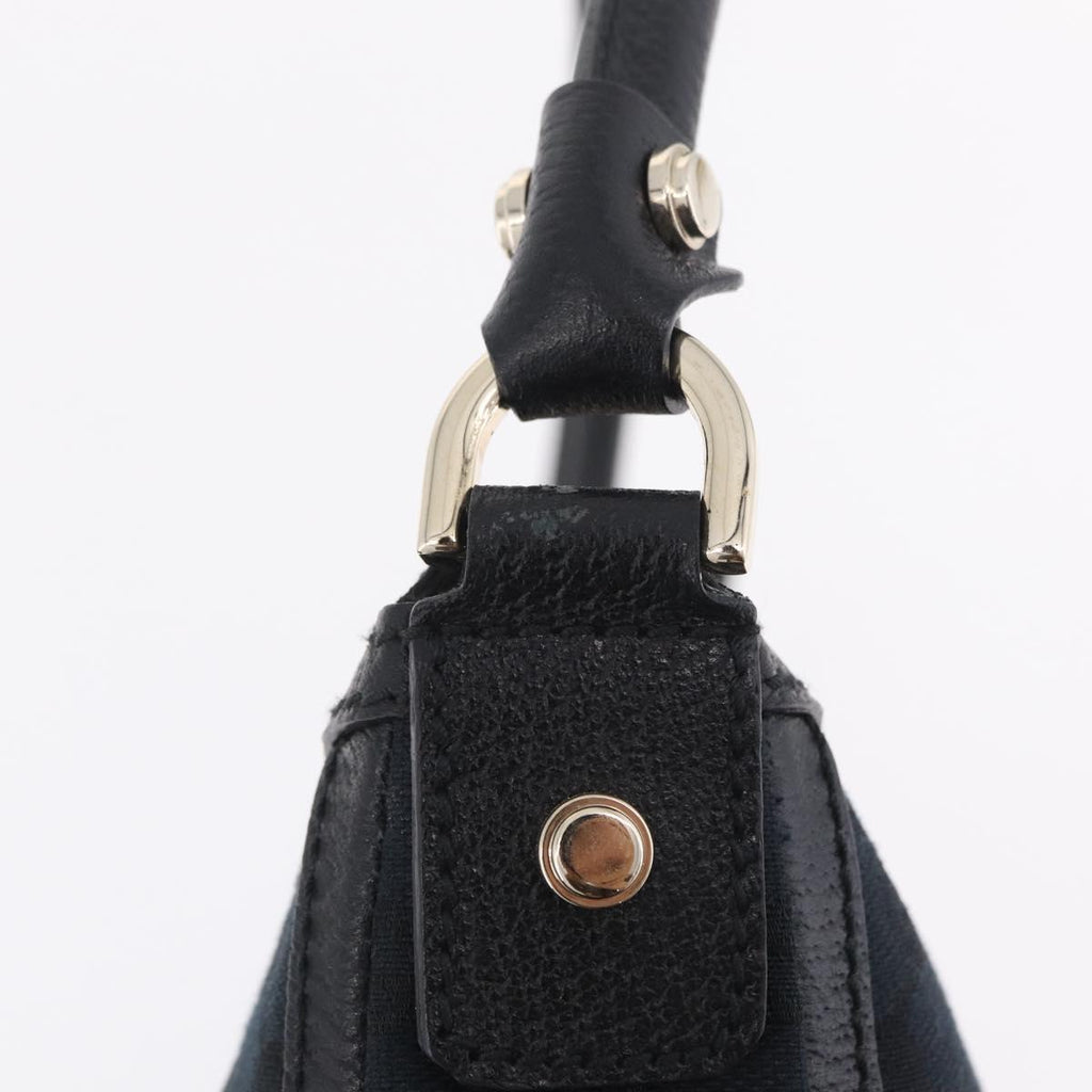 GUCCI GG Canvas Hand Bag Black Gold Tone 146244 Auth am12807V