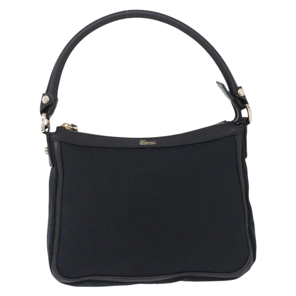 GUCCI GG Canvas Hand Bag Black Gold Tone 146244 Auth am12807V