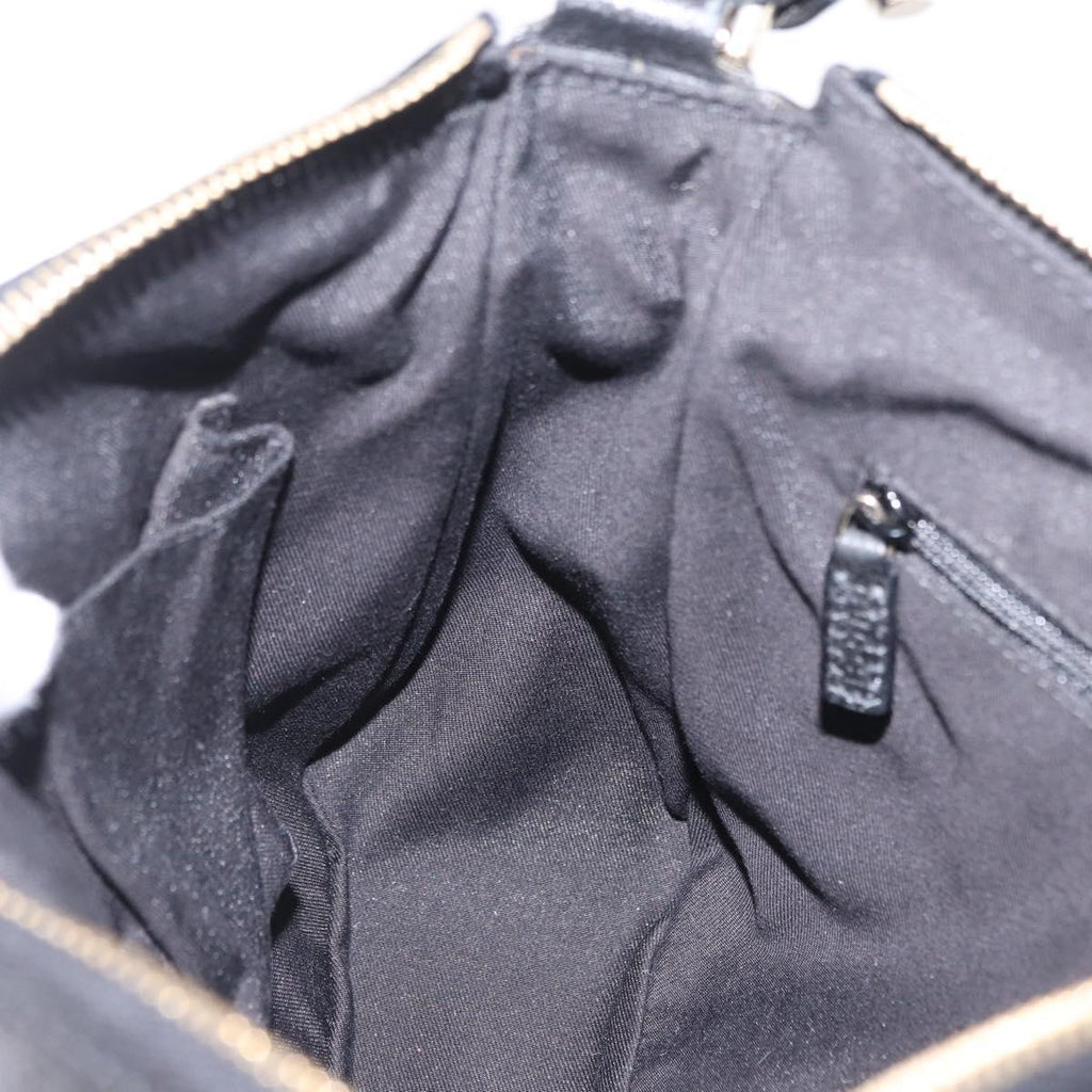 GUCCI GG Canvas Hand Bag Black Gold Tone 146244 Auth am12807V