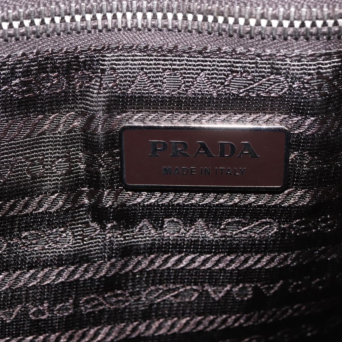 PRADA Shoulder Bag Leather Brown Silver Auth am12821V