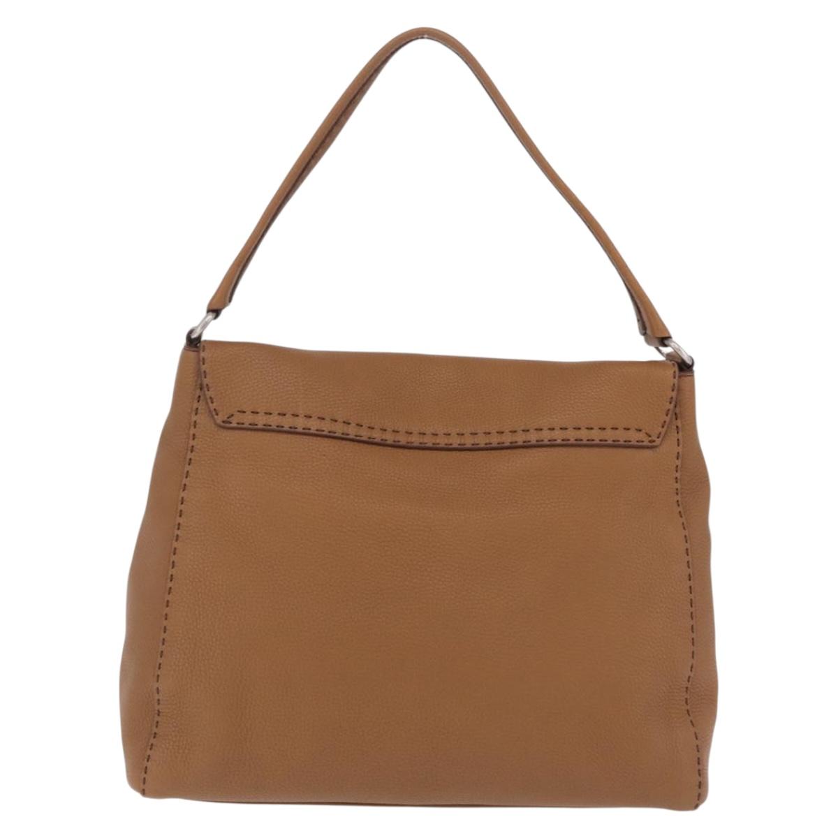PRADA Shoulder Bag Leather Brown Silver Auth am12821V