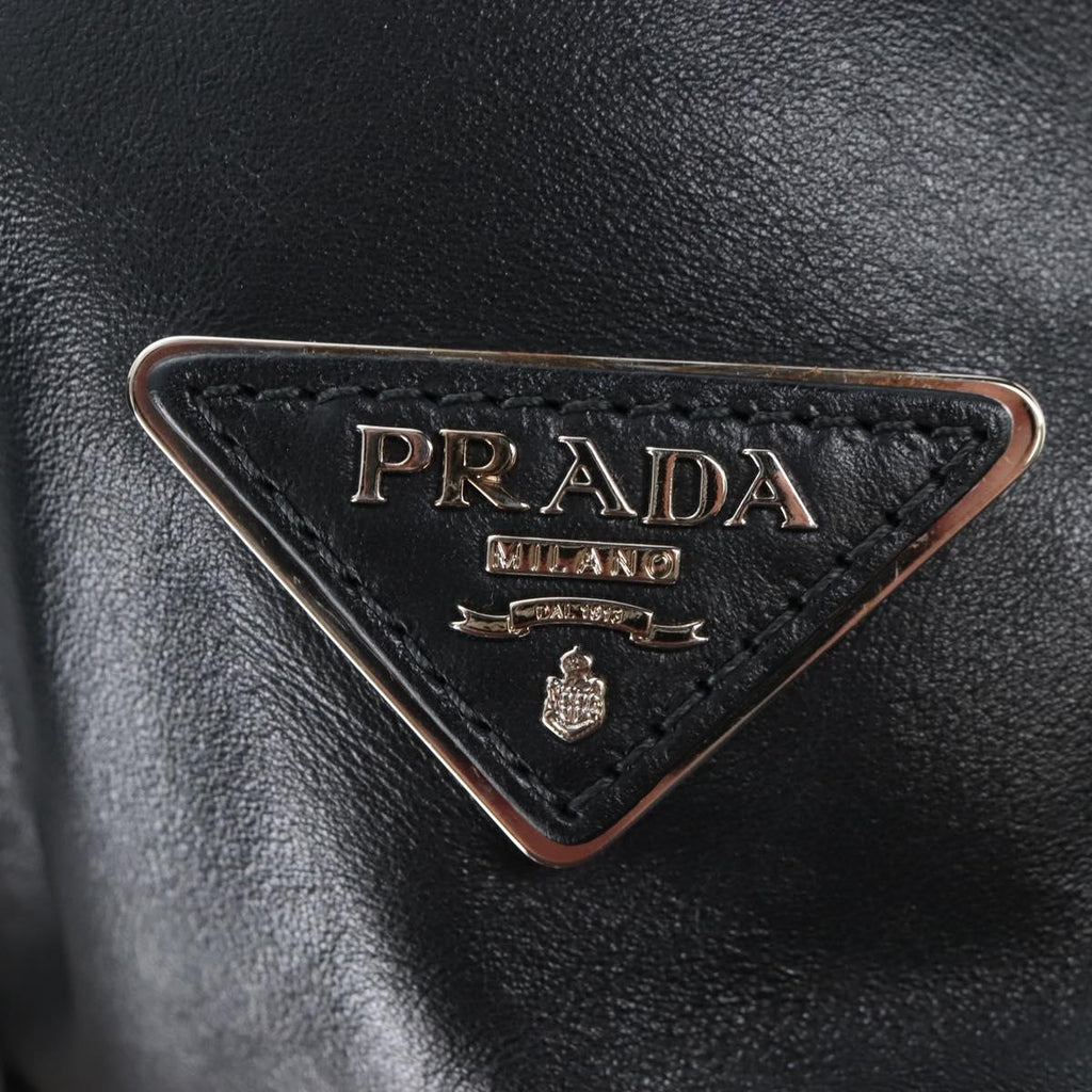 PRADA Shoulder Bag Leather Black Silver Auth am12823SAM