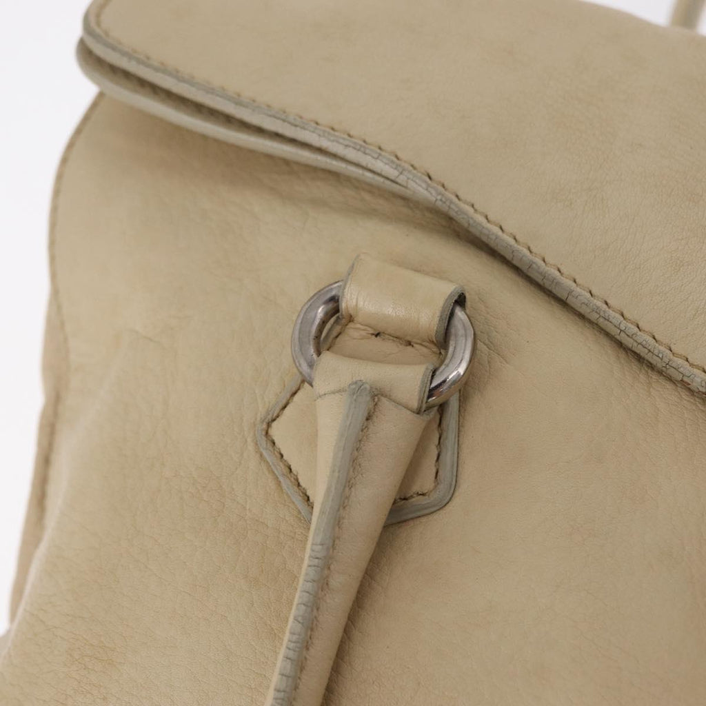 PRADA Tote Bag Leather Ivory Silver Auth am12827A