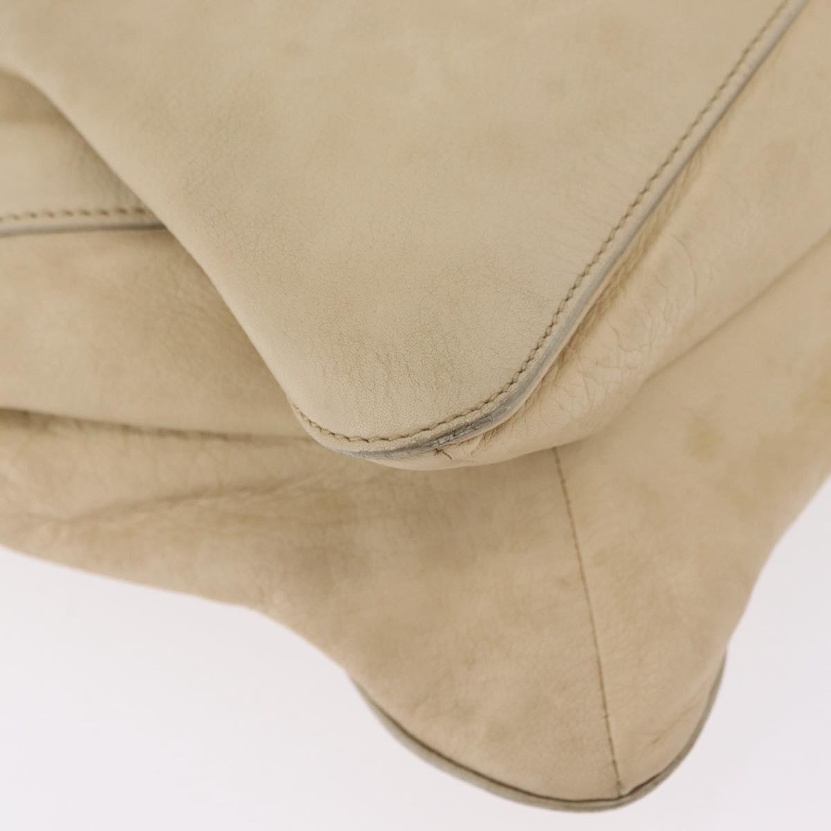 PRADA Tote Bag Leather Ivory Silver Auth am12827A