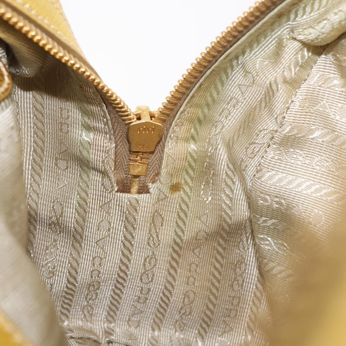 PRADA Chain Hand Bag Raffia Beige Gold Tone BL0352 Auth am12833M
