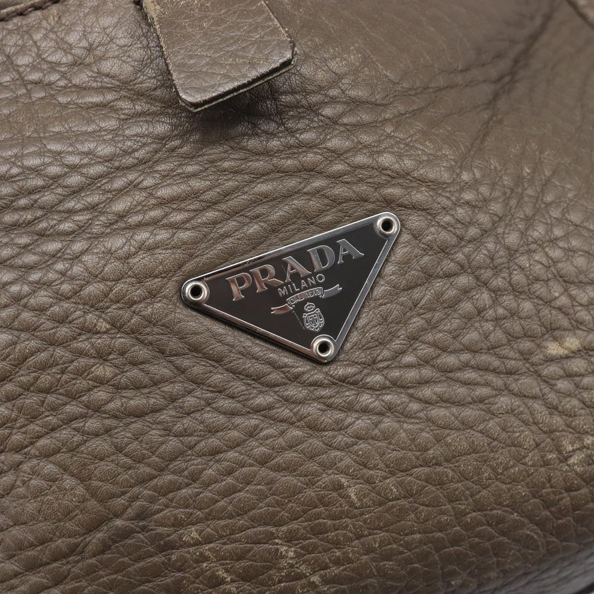 PRADA Boston Bag Leather Gray Silver Auth am12847