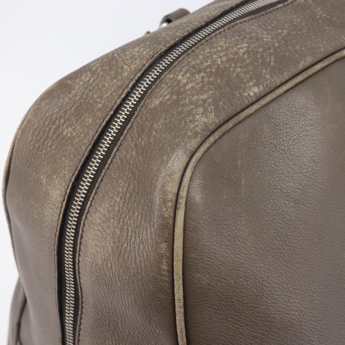 PRADA Boston Bag Leather Gray Silver Auth am12847