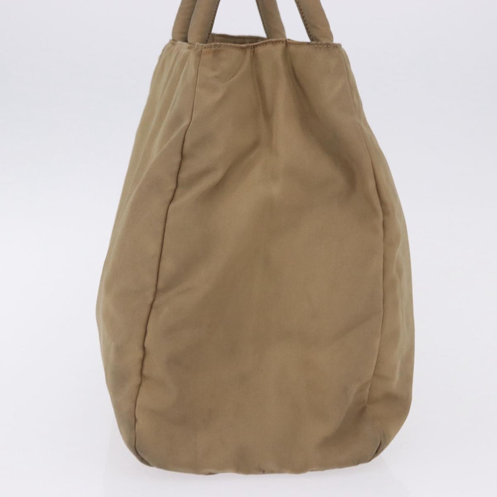 PRADA Hand Bag Nylon Beige Auth ar14168