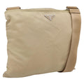 PRADA Shoulder Bag Nylon Beige Silver Auth ar14195
