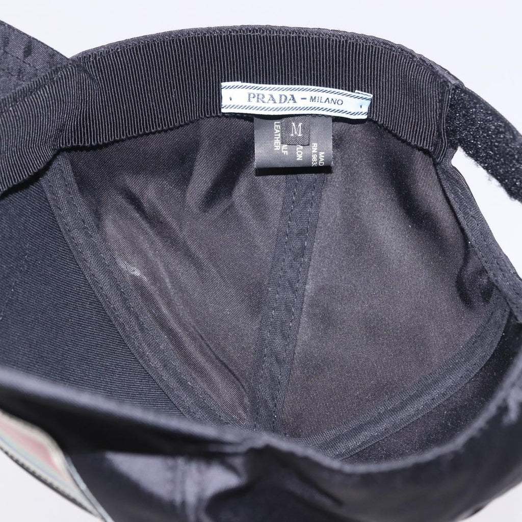PRADA Cap Nylon Black White Auth ar14198