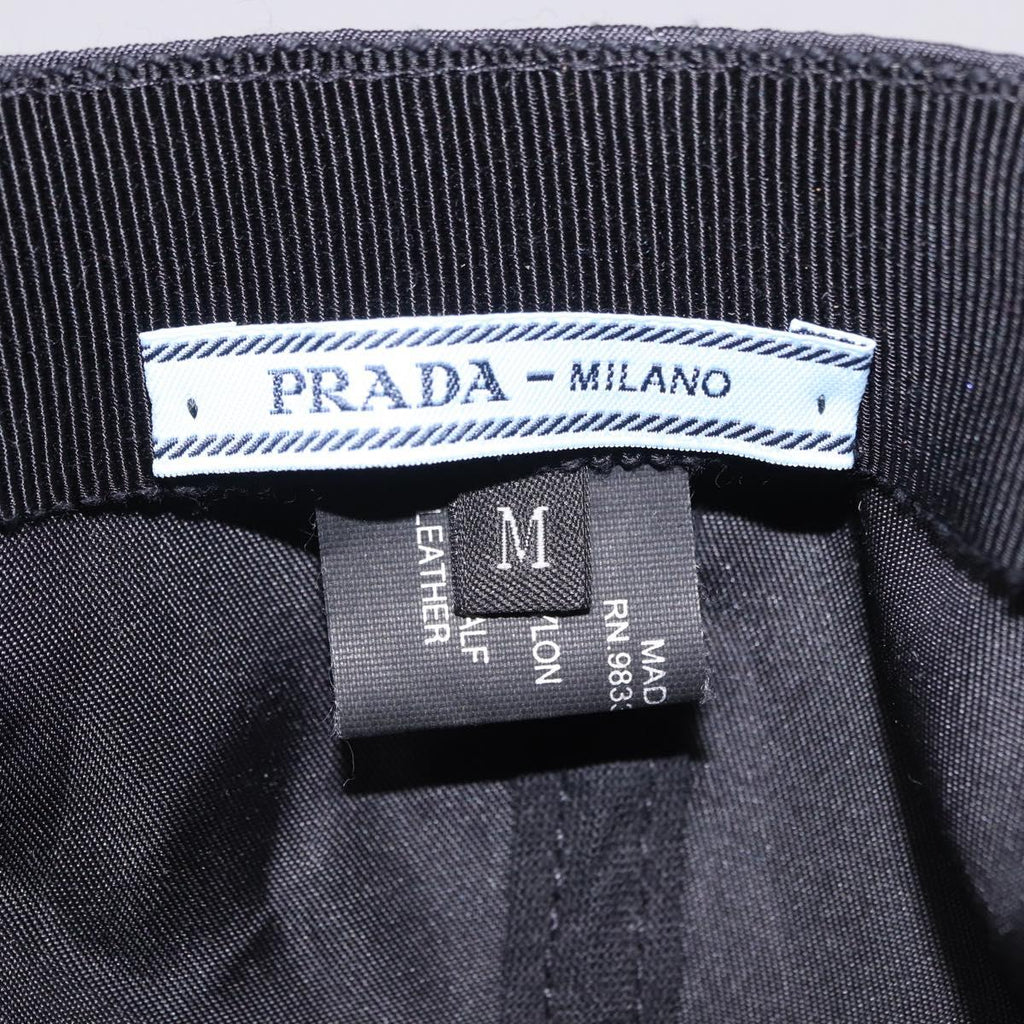 PRADA Cap Nylon Black White Auth ar14198