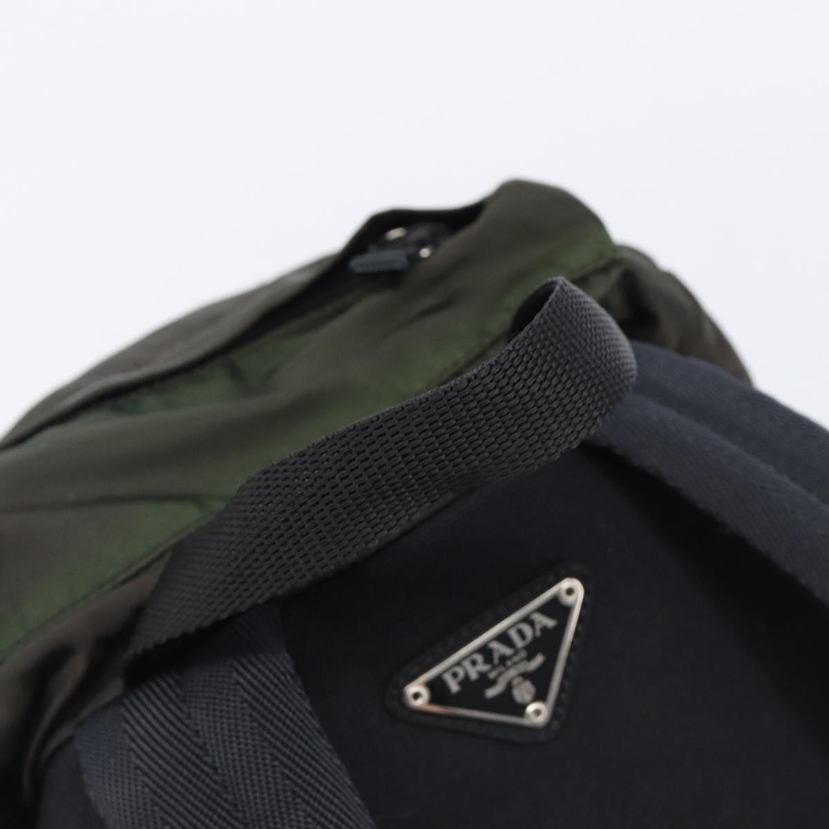 PRADA Backpack Nylon Khaki Silver Auth ar14290