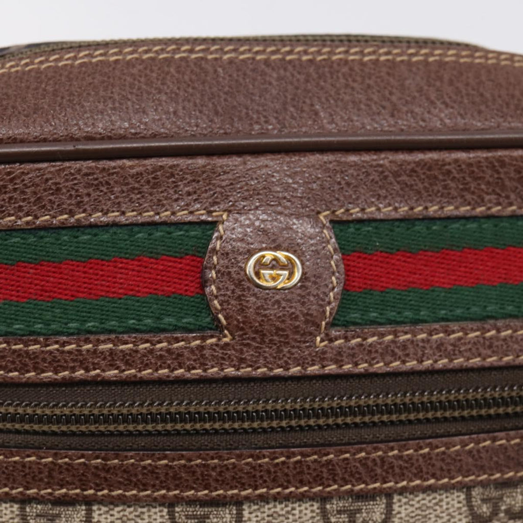 GUCCI GG Supreme Web Sherry Line Bag PVC Beige Gold 001 50 6655 Auth ar14356