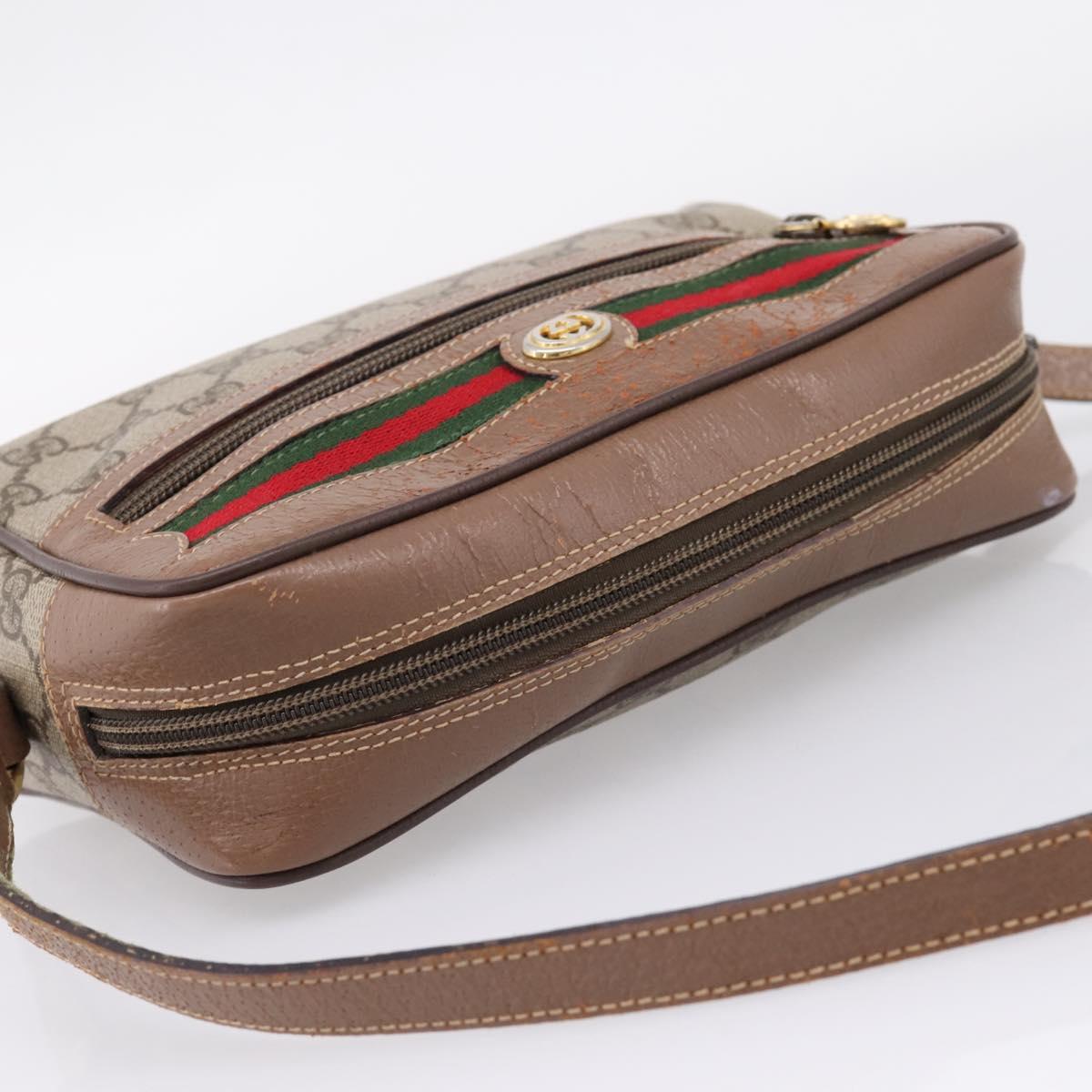GUCCI GG Supreme Web Sherry Line Bag PVC Beige Gold 001 44 6655 Auth ar14362