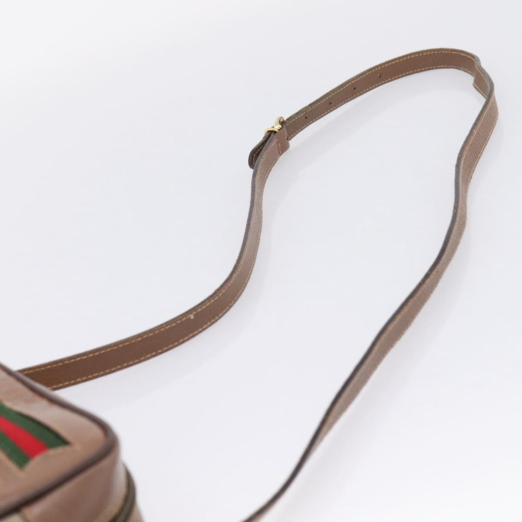 GUCCI GG Supreme Web Sherry Line Bag PVC Beige Gold 001 44 6655 Auth ar14362